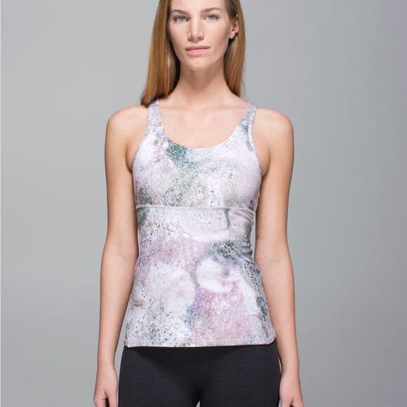 Lululemon Crossback Tank in Sugar Crush Multi / Silver Fox Shelf Bra Athletic 10 - Picture 1 of 11